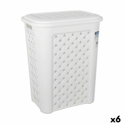 Cesto para la Ropa Tontarelli Arianna Con Tapa Blanco 37,5 x 27,5 x 47 cm (6 Unidades)