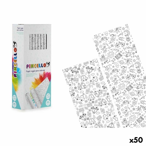 Papel de Regalo Pincello 80GR - COLOREAR 0,7 x 1,5 m Vehículos Extraterrestre (50 Unidades)