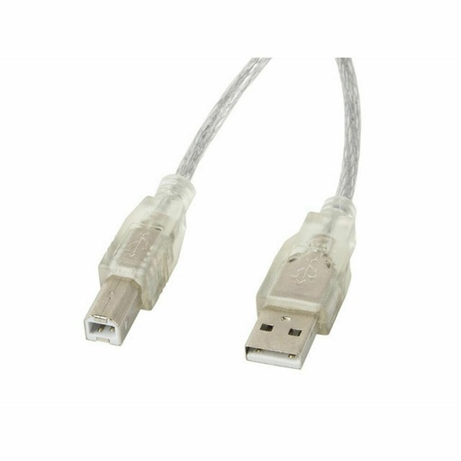 USB A to USB B Cable Lanberg CA-USBA-12CC-0018-TR 1,8 m 480 Mbit/s White Transparent 1,8 m