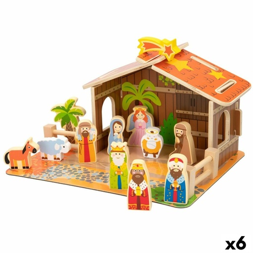 Christmas nativity set Woomax Wood 29,5 x 16,5 x 22 cm (20 Pieces) (6 Units)