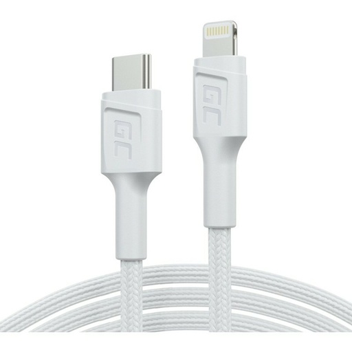 USB Cable Green Cell KABGC31W White 30 cm
