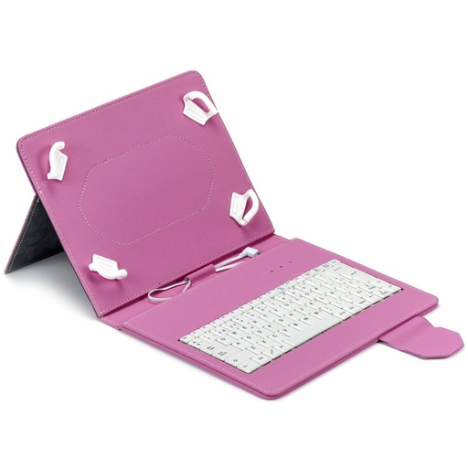 Teclado Bluetooth con Soporte para Tablet Maillon Technologique MTKEYUSBPINK Rosa Qwerty Español