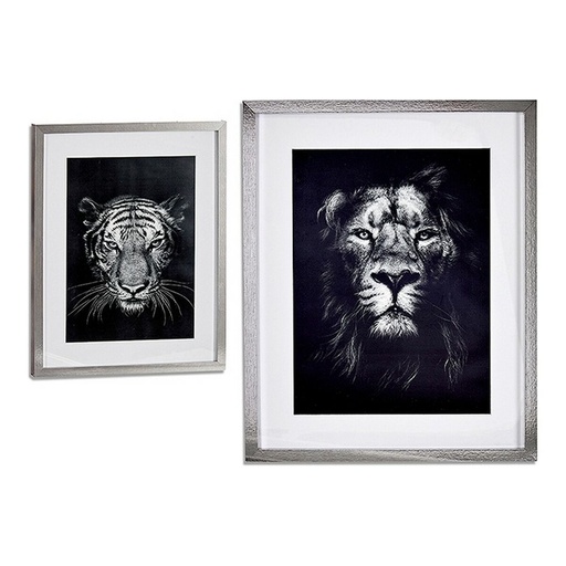 Painting Gift Decor Lion - Tiger Glass Particleboard 43 x 3 x 53 cm