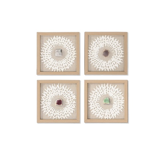 Juego de 4 cuadros Home ESPRIT Papel Cristal 22 x 2 x 22 cm