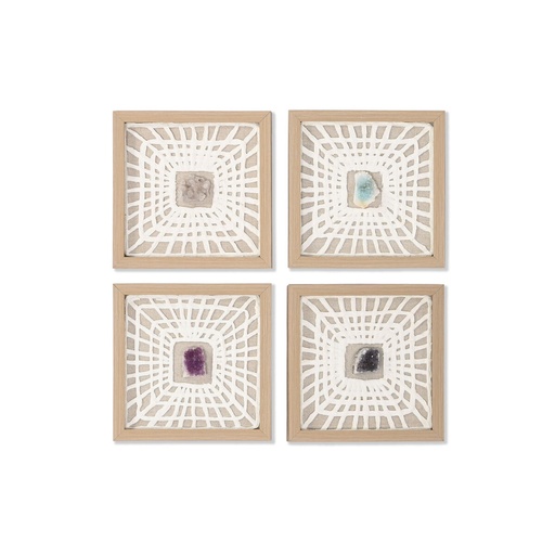 Juego de 4 cuadros Home ESPRIT Papel Cristal 22 x 2 x 22 cm
