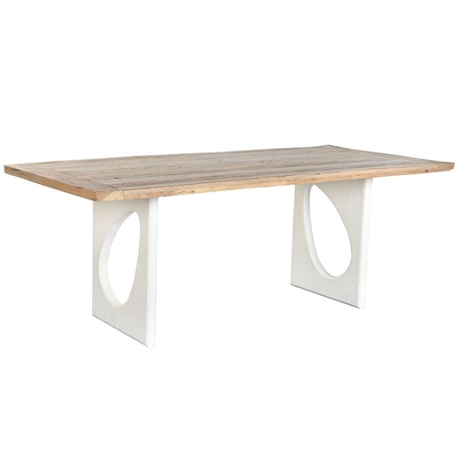 Mesa de Comedor Home ESPRIT Blanco Natural Madera Reciclada Madera de mango 200 x 100 x 77 cm 200,5 x 100,5 x 77 cm