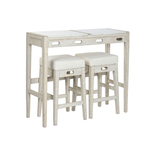 Table set with chairs Home ESPRIT White Natural 112 x 40 x 96 cm