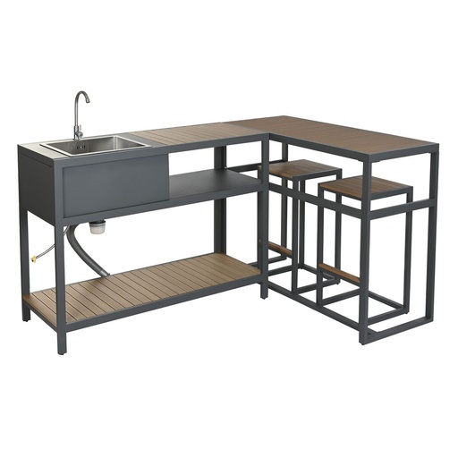 Mueble de cocina Home ESPRIT Gris Natural 127 x 100 x 90 cm 127 x 100 x 95 cm