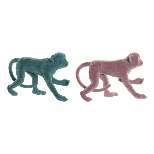 Decorative Figure DKD Home Decor Green Pink Monkey Tropical 31 x 9,5 x 19 cm (2 Units)