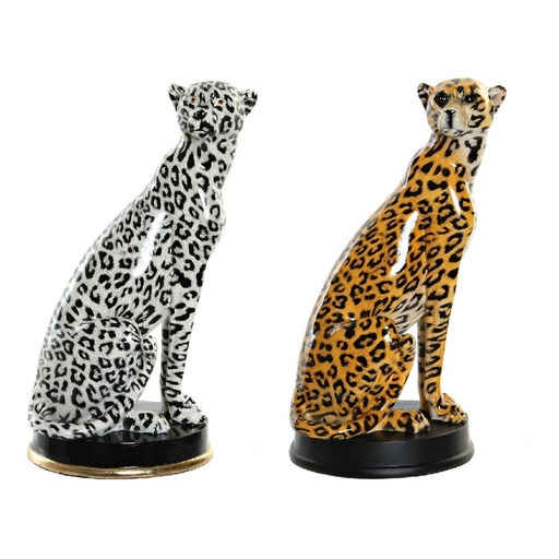 Decorative Figure DKD Home Decor White Black Orange Leopard Colonial 16 x 16 x 32 cm (2 Units) (2 Pieces)