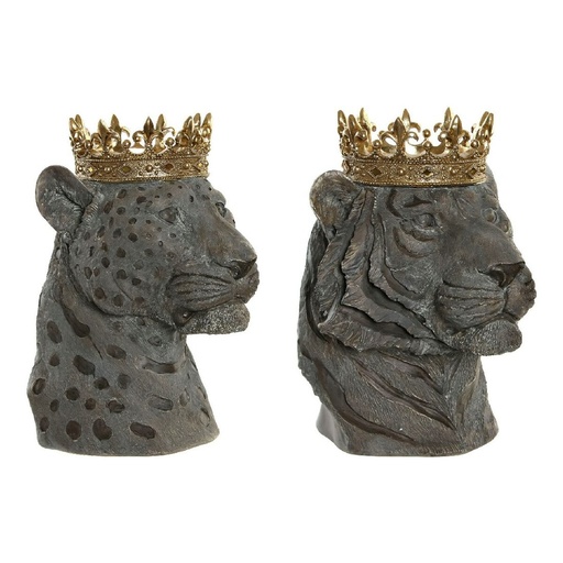 Decorative Figure DKD Home Decor Grey Golden Colonial Animal 27,5 x 23,5 x 33 cm (2 Units)