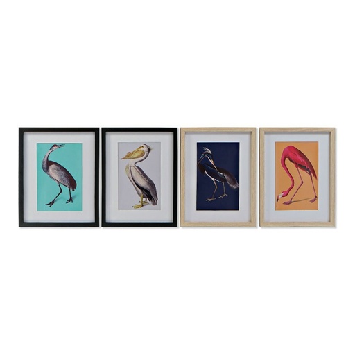 Cuadro DKD Home Decor Poliestireno 35 x 2 x 45 cm Pájaros (4 Piezas)