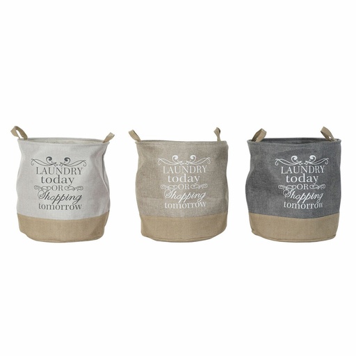Cesto para la Ropa Sucia DKD Home Decor Beige Gris Marrón claro 39 x 39 x 41 cm 3 Piezas (3 Unidades)