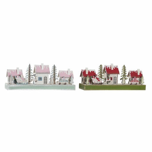 Adorno Navideño DKD Home Decor Madera Casa (2 pcs) (30 x 6 x 12 cm)