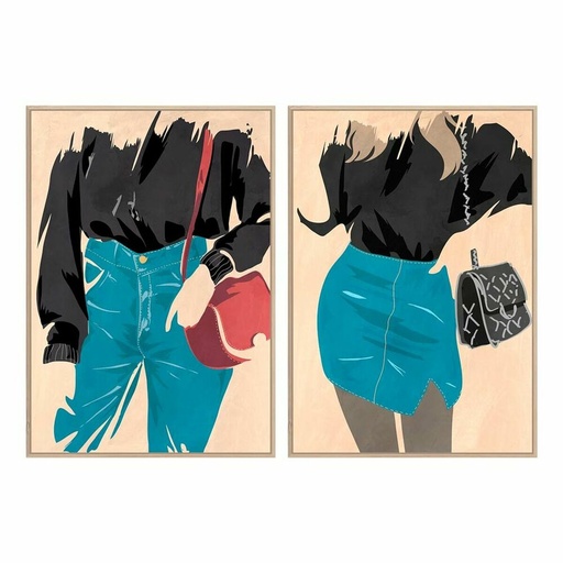 Lienzo DKD Home Decor Poliestireno Lienzo Mujer