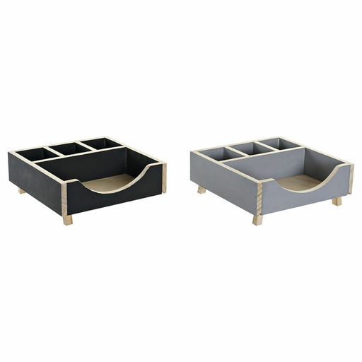 Organizador DKD Home Decor Escritorio Madera (18 x 18 x 7 cm) (2 pcs)