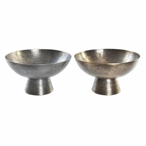 Centro de Mesa DKD Home Decor Dorado Plateado Aluminio 30 x 30 x 17 cm (2 Unidades)