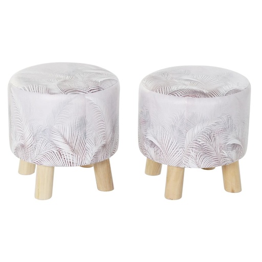 Reposapiés DKD Home Decor Gris PU Pino Tropical (30 x 30 x 30 cm) (2 Unidades) (30 x 30 x 32 cm)