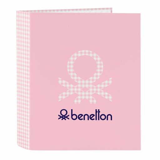 Carpeta de anillas Benetton Vichy Rosa A4 27 x 33 x 6 cm
