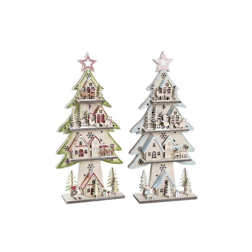 Christmas Tree DKD Home Decor Red Tree Blue Pink Wood Green (23 x 9 x 47 cm) (2 Units)