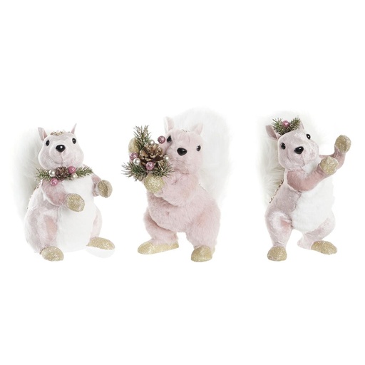 Adorno Navideño DKD Home Decor Poliéster Ardilla (13 x 16 x 21 cm) (3) (3 Unidades)