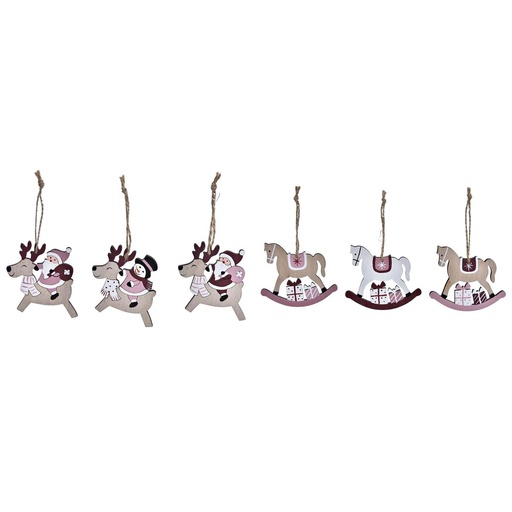 Set Adornos de Navidad DKD Home Decor Madera MDF (21 x 8,2 x 1,5 cm) (8 cm) (2 Unidades)