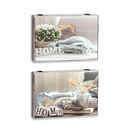 Decorative box DKD Home Decor Home Beige MDF Wood Counter (2 Units)
