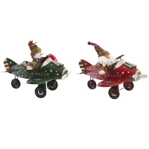 Adorno Navideño DKD Home Decor Avión Metal (36,5 x 23 x 25 cm) (2 Unidades)