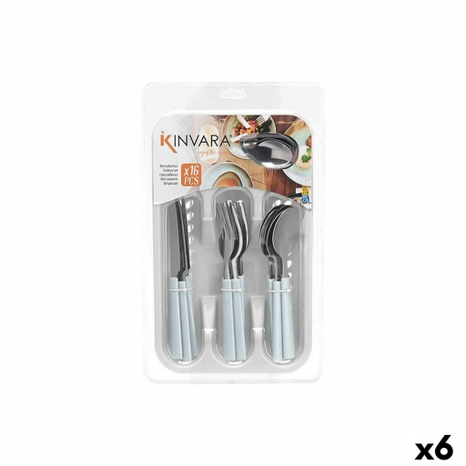 Cutlery Set Kinvara KT166096-1C White Silver Stainless steel Plastic (6 Units)