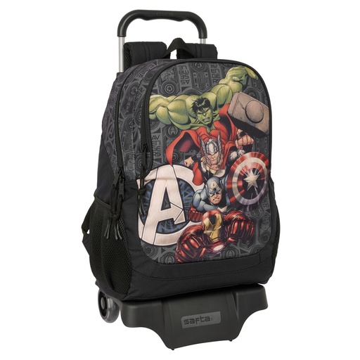 School Rucksack with Wheels The Avengers Vendetta Black 32 x 44 x 16 cm