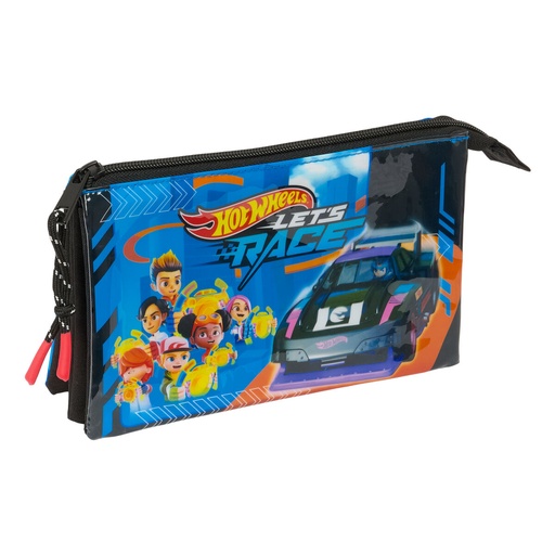 Portatodo Triple Hot Wheels Let's race Azul Negro 22 x 12 x 3 cm
