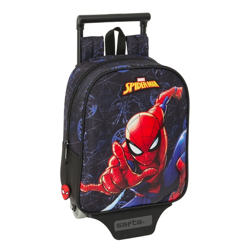 School Rucksack with Wheels Spider-Man Attack Black 22 x 27 x 10 cm