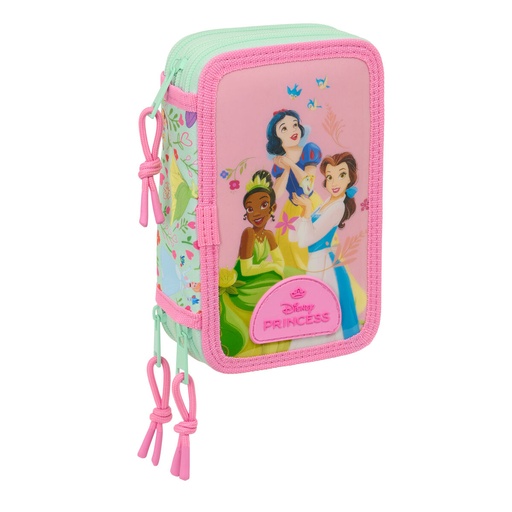 Estuche Escolar con Accesorios Disney Princess Bloom Rosa Aguamarina 12,5 x 19,5 x 5,5 cm 37 Piezas