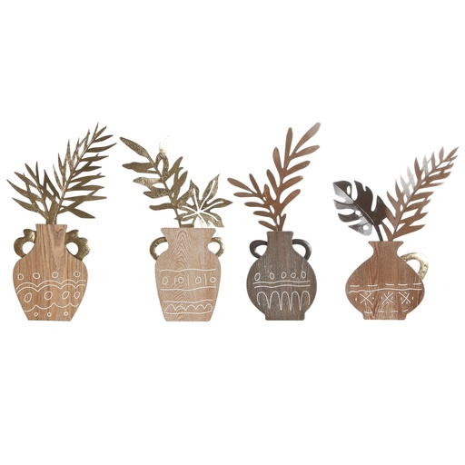 Decorative Figure Home ESPRIT Natural Vase Boho 28,5 x 2 x 50 cm (4 Units)
