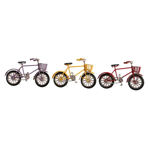 Figura Decorativa DKD Home Decor Amarillo Rojo Lila Bicicleta Vintage 16,5 x 5,5 x 9 cm (3 Unidades)