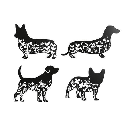 Wall Decoration Home ESPRIT Black Dog 40 x 1 x 33 cm (4 Units)