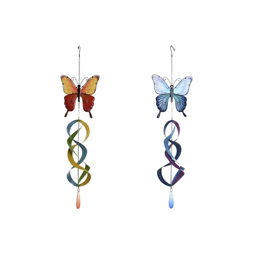Decoración de Pared Home ESPRIT Azul Naranja Mariposa Shabby Chic 23 x 13 x 90 cm (2 Unidades)