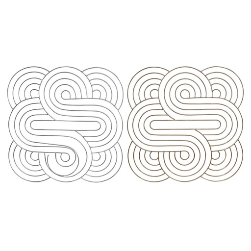 Wall Decoration DKD Home Decor Golden Silver Abstract Oriental 61 x 1 x 61 cm (2 Units)