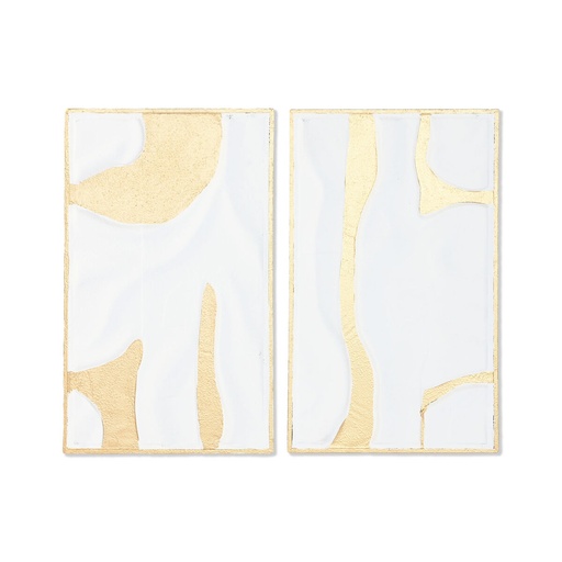Wall Decoration Home ESPRIT White Golden Modern 48 x 2,5 x 80,5 cm (2 Units)