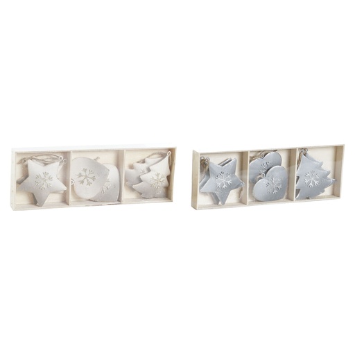 Decoración Colgante DKD Home Decor Blanco Gris Metal 7 x 2 x 7 cm (6 Piezas) (2 Unidades)
