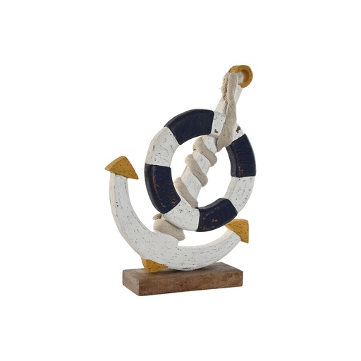 Figura Decorativa Home ESPRIT Blanco Natural Azul marino 34 x 9 x 45 cm