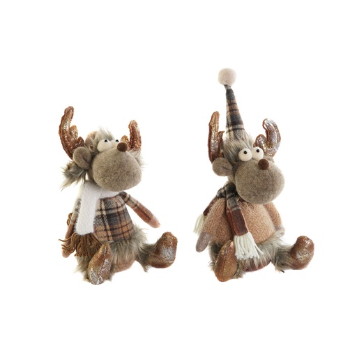 Christmas bauble DKD Home Decor Brown Reindeer 13 x 12 x 25 cm (2 Units)