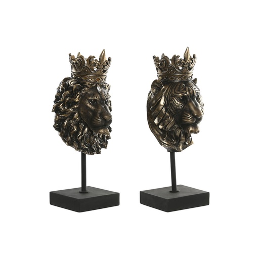 Decorative Figure Home ESPRIT Dark brown Lion Crown 21 x 18 x 44 cm (2 Units)