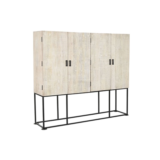 Armario Home ESPRIT Blanco Negro Metal Madera de mango 180 x 40 x 160 cm