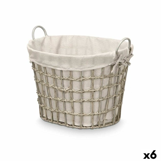 Cesto Kipit HX30562 Gris Poliéster Tela Polipropileno Hierro Plástico 50 % algodón 55,6 x 42,5 x 40 cm (6 Unidades)