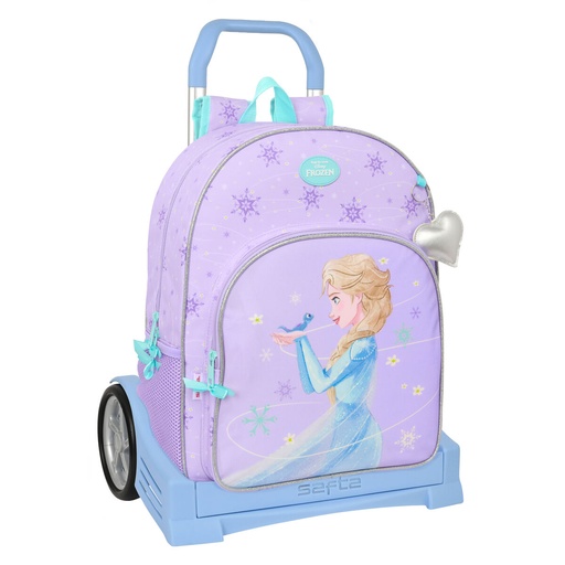 School Rucksack with Wheels Frozen Spirit Lilac 33 x 42 x 14 cm