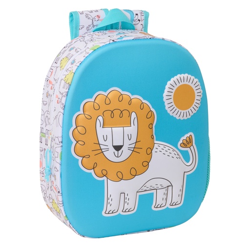 Mochila Infantil Safta Azul Blanco 27 x 33 x 10 cm 3D