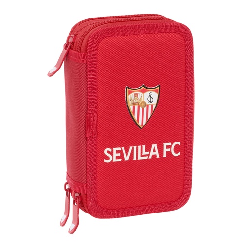 Triple Pencil Case Sevilla Fútbol Club Red 12,5 x 19,5 x 5,5 cm 37 Pieces