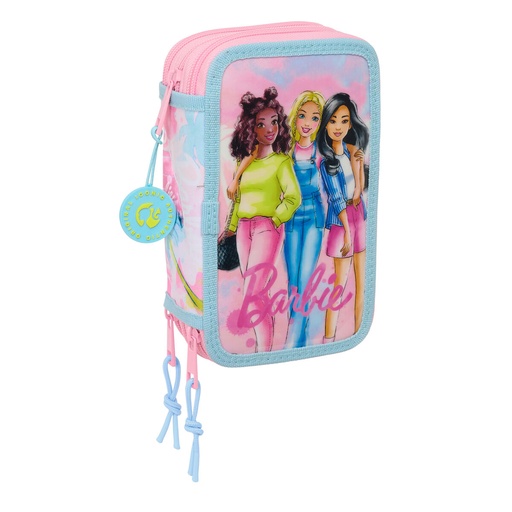 School Case with Accessories Barbie Painterly Pink Sky blue 12,5 x 19,5 x 5,5 cm 37 Pieces