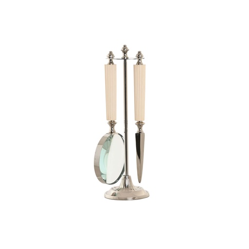 Lupa Home ESPRIT Cristal Acero Hueso 8 x 8 x 30 cm